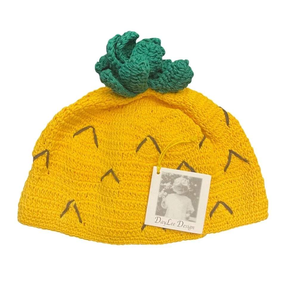 San Diego Hat Co Pineapple Beanie Infant 6-12M Yellow Fruitcore Crochet Cotton